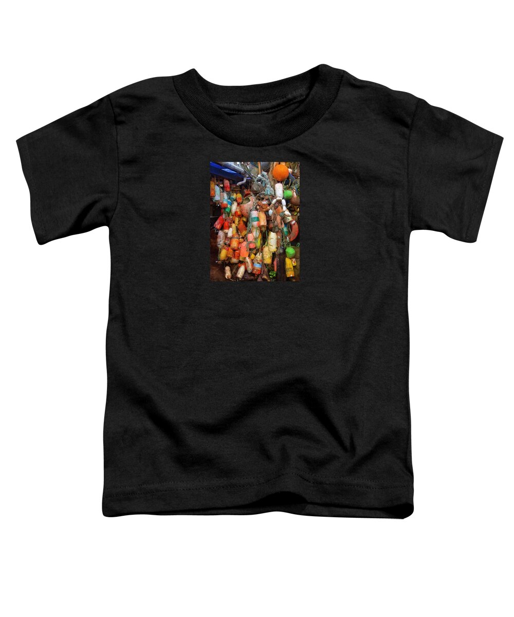 Digital Painting Toddler T-Shirt featuring the photograph Crab Pot Buoys by Thom Zehrfeld