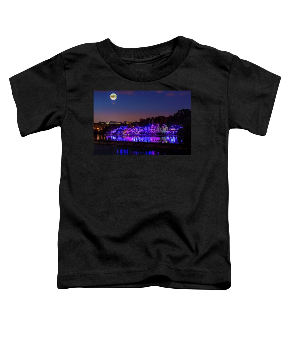 Color Lights Toddler T-Shirt featuring the photograph Boathouse Row by Marvin Spates