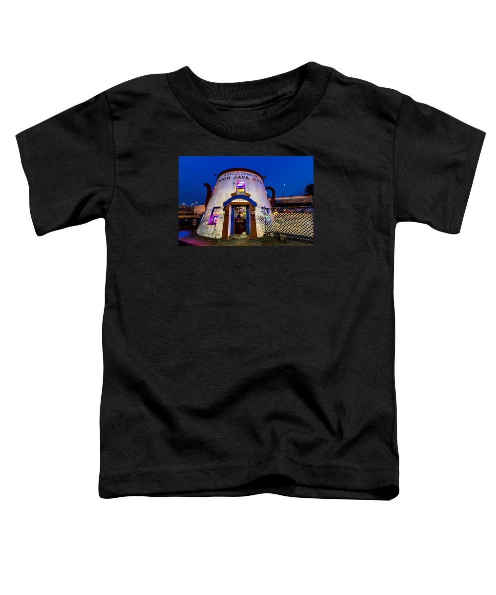 Bob Toddler T-Shirt featuring the photograph Bob's Java Jive - Historic Landmark During Blue Hour by Rob Green