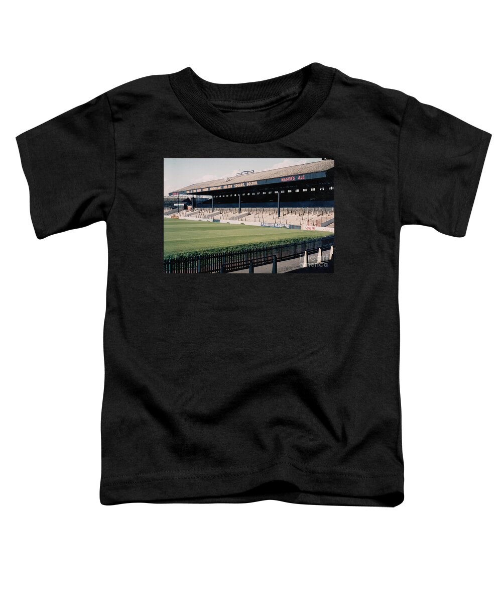 Bolton Wanderers Toddler T-Shirt featuring the photograph Bolton Wanderers - Burnden Park - East Stand Darcy Lever 1 - September 1969 by Legendary Football Grounds