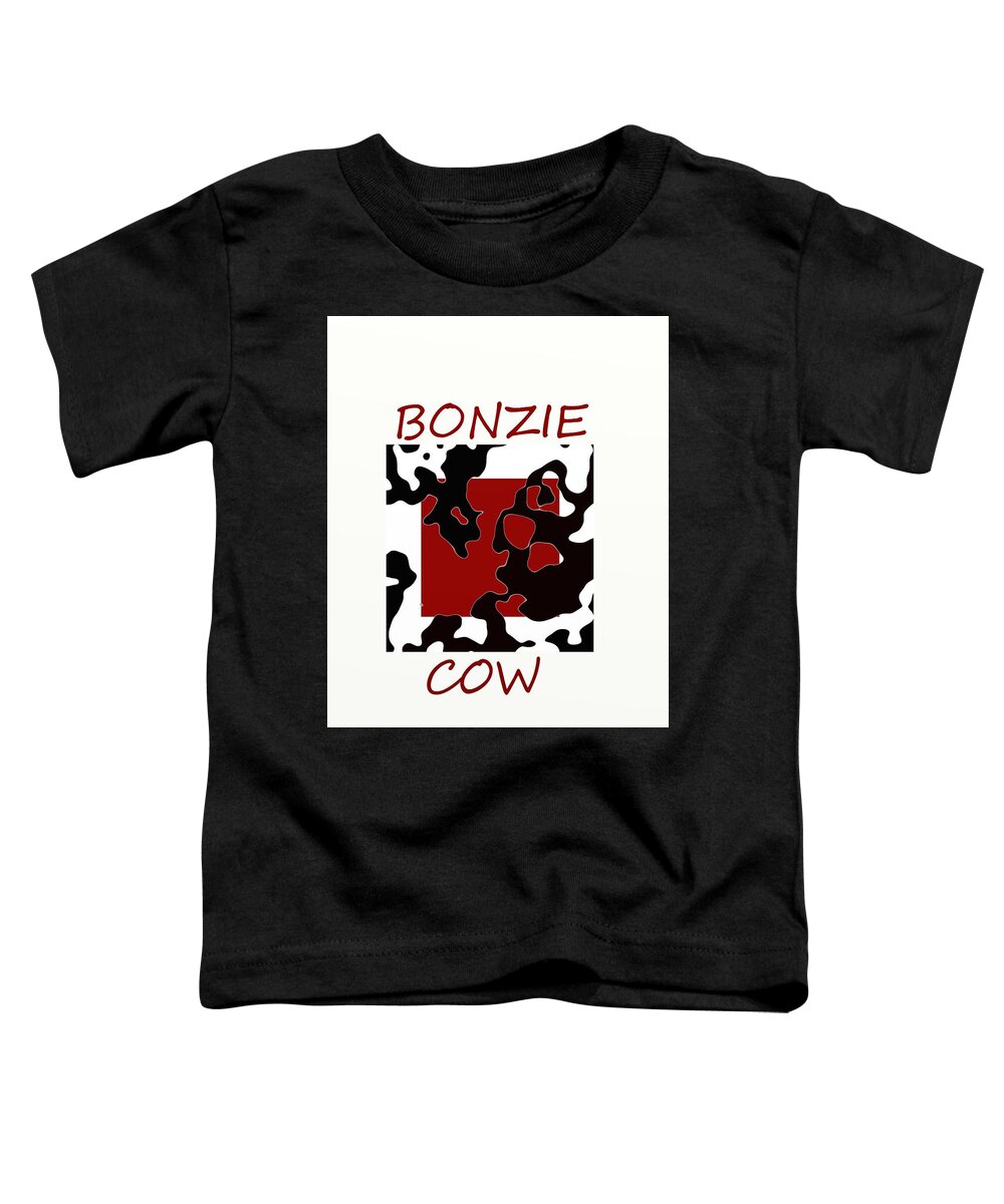 Red Toddler T-Shirt featuring the digital art Bonzie Cow by Douglas Day Jones