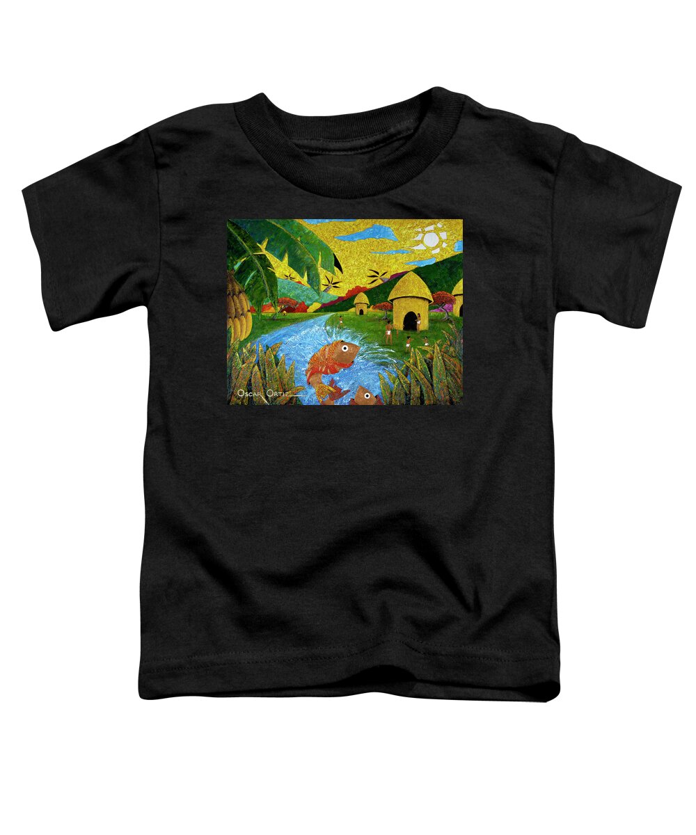Tainos Toddler T-Shirt featuring the painting Boriken by Oscar Ortiz