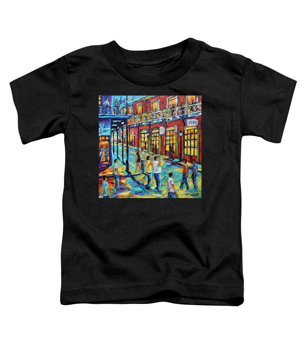 Aquebec Toddler T-Shirt featuring the painting Bourbon Street New Orleans by Prankearts by Richard T Pranke