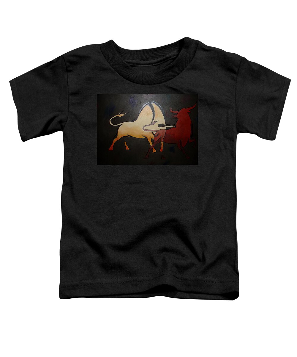 Abstract Toddler T-Shirt featuring the painting Bullfight 1 by Taiche Acrylic Art