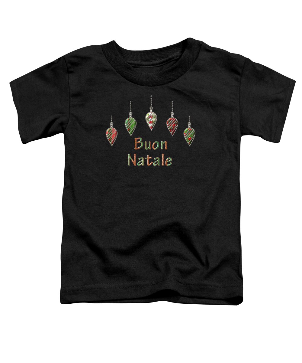Red Toddler T-Shirt featuring the digital art Buon Natale Italian Merry Christmas by Movie Poster Prints