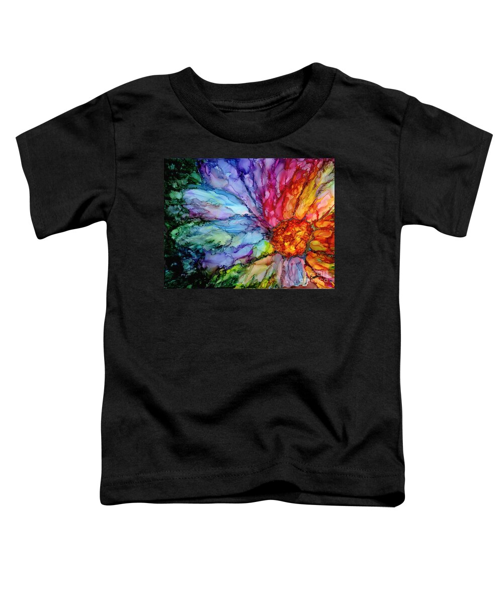 Flower Toddler T-Shirt featuring the painting Bursting through the Shadows by Eunice Warfel
