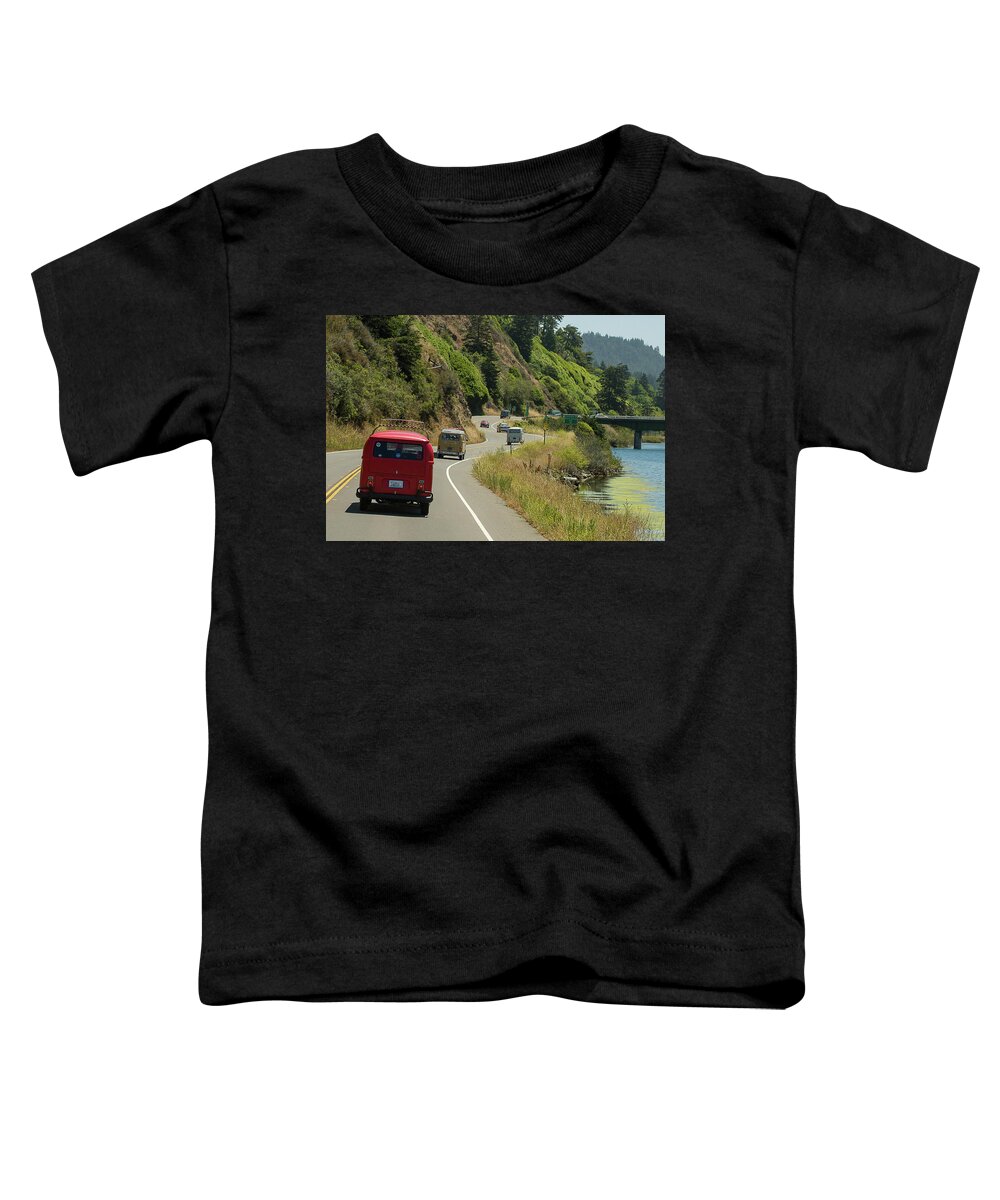 Beetle Toddler T-Shirt featuring the photograph Buses Heading for a Bridge by Richard Kimbrough