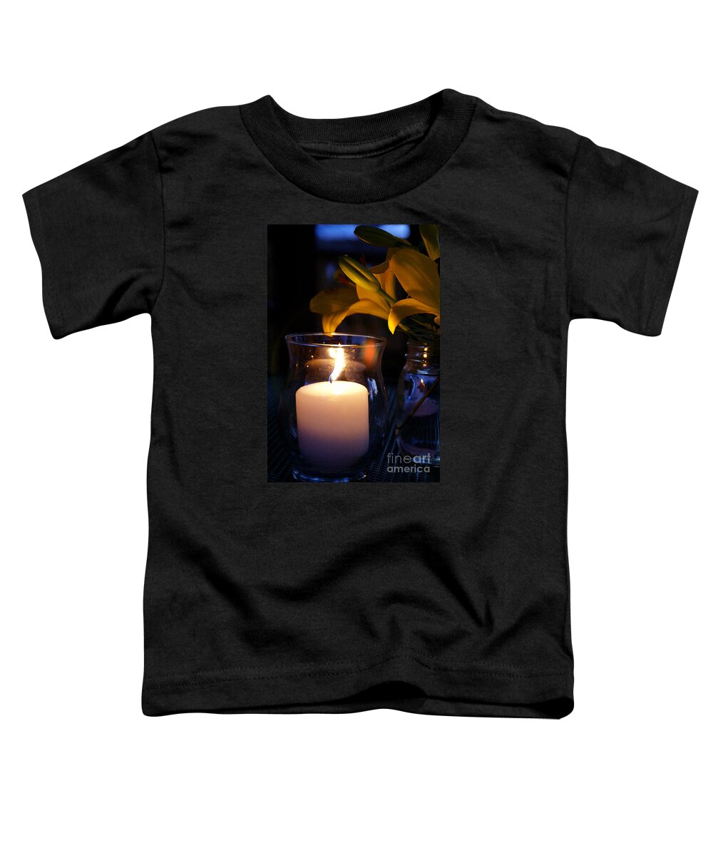 Candle Toddler T-Shirt featuring the photograph By Candlelight by Linda Shafer