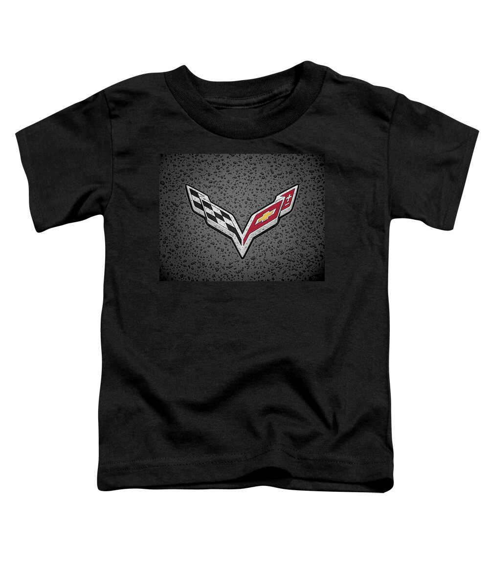 Corvette Toddler T-Shirt featuring the digital art C7 Badge Black by Douglas Pittman