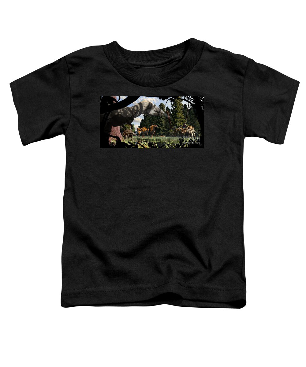Paleoart Toddler T-Shirt featuring the digital art Campanian Montana landscape by Julius Csotonyi