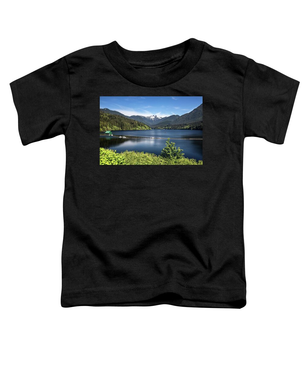 Alex Lyubar Toddler T-Shirt featuring the pyrography Capilano Lake - reservoir our drinking water by Alex Lyubar