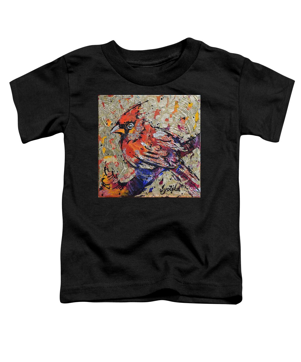 Cardinal Toddler T-Shirt featuring the painting Cardinal by Jyotika Shroff