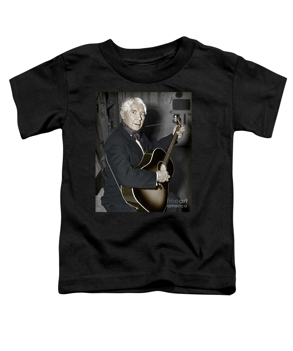 Carl Sandburg Toddler T-Shirt featuring the photograph Carl Sandburg With Guitar by Martin Konopacki Restoration