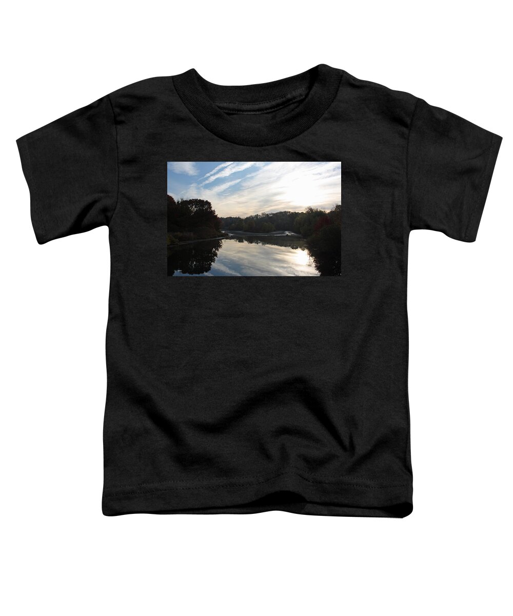 Centennial Toddler T-Shirt featuring the photograph Centennial Lake Autumn - Great View from the Bridge by Ronald Reid
