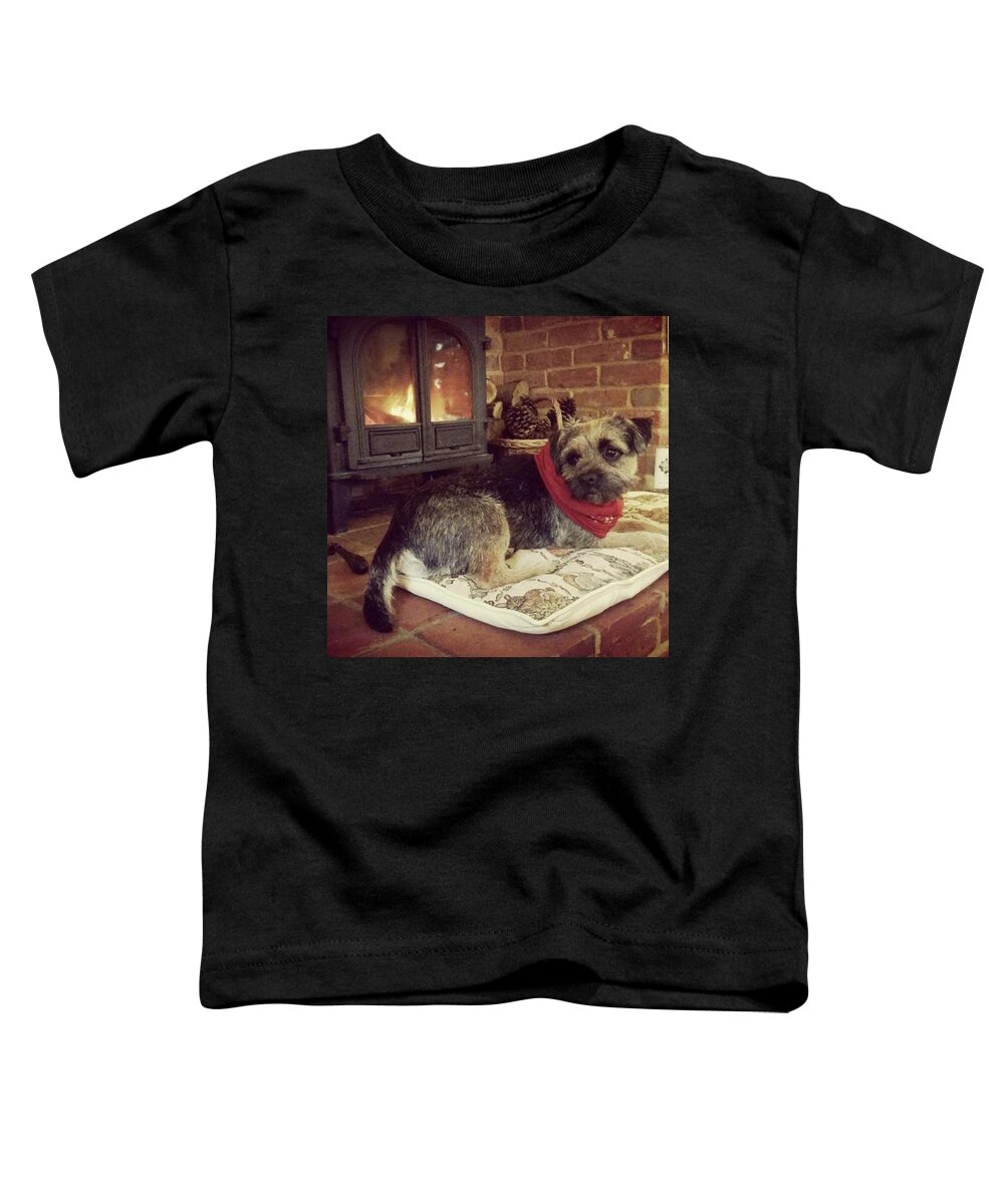 Dog Toddler T-Shirt featuring the photograph Fireside Style by Rowena Tutty