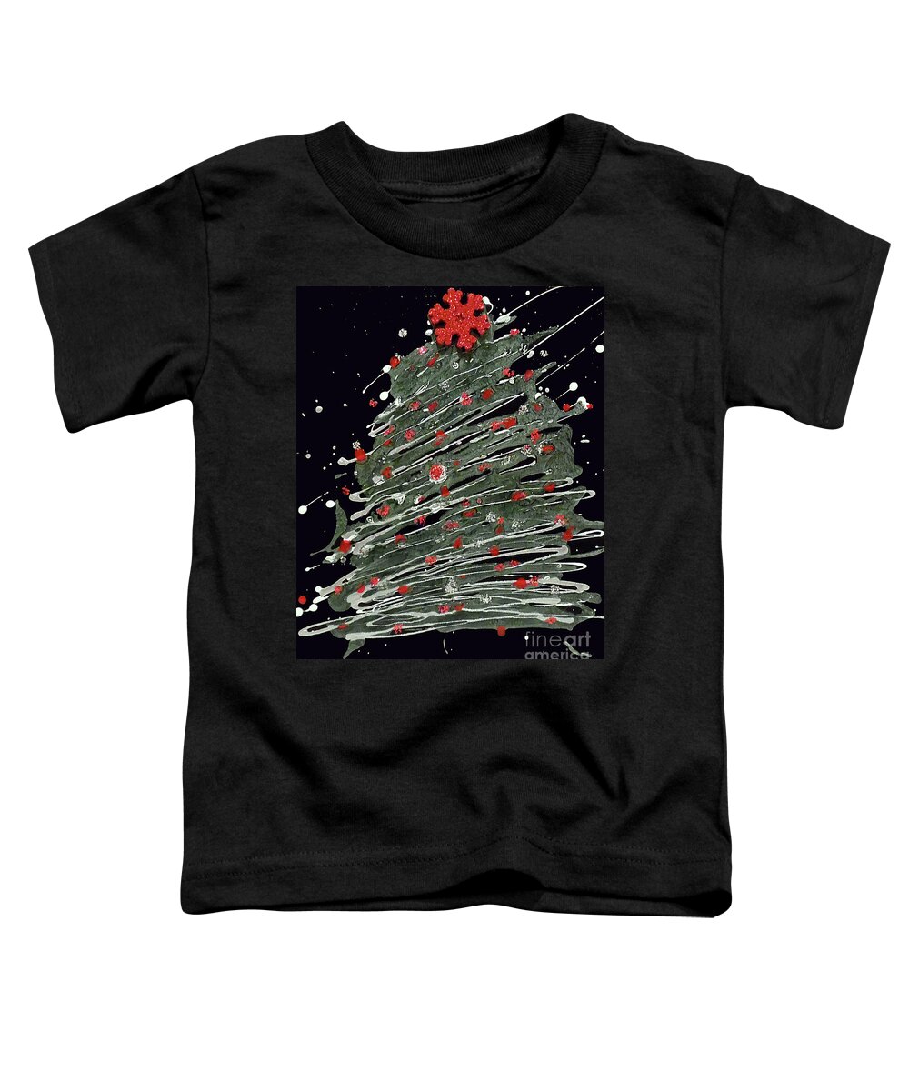 Christmas Tree Greeting Card Toddler T-Shirt featuring the painting Christmas Classic by Jilian Cramb - AMothersFineArt