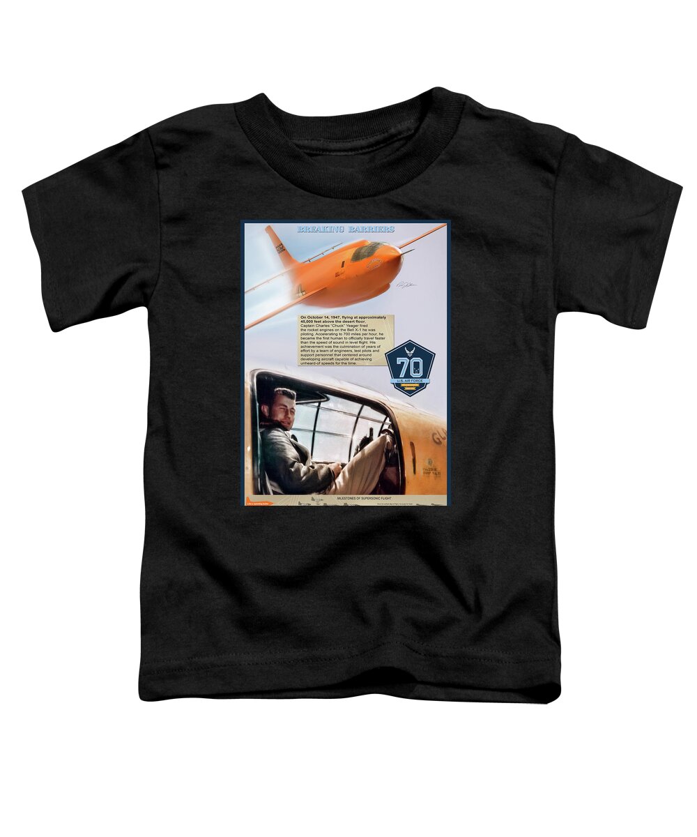 Aviation Toddler T-Shirt featuring the digital art Chuck Yeager Breaking Barriers by Peter Chilelli