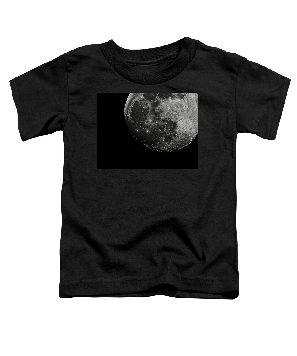 Moon Toddler T-Shirt featuring the photograph City Lights on the Hazy Moon by DigiArt Diaries by Vicky B Fuller