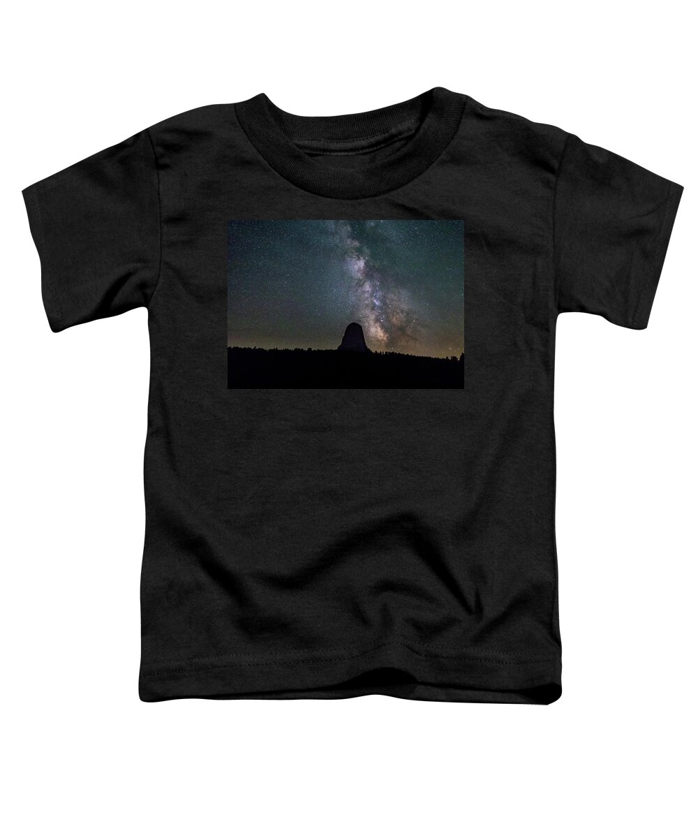 Photosbymch Toddler T-Shirt featuring the photograph Close Encounter with the Milky Way at Devil's Tower by M C Hood