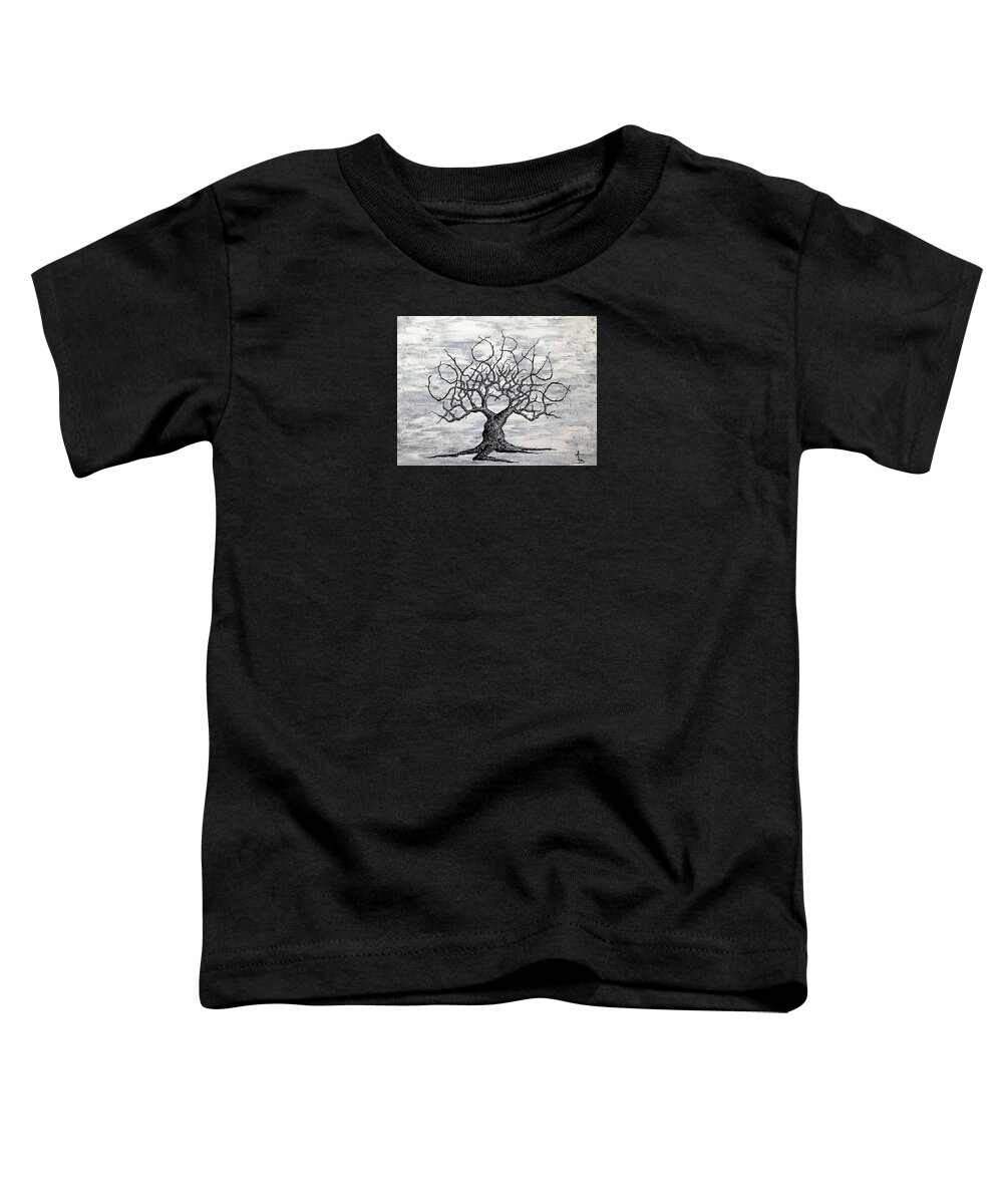 Colorado Toddler T-Shirt featuring the drawing Colorado Love Tree Blk/Wht by Aaron Bombalicki