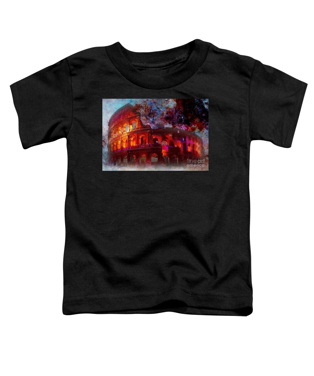 Monument Toddler T-Shirt featuring the painting Colosseum Rome Italy  by Gull G