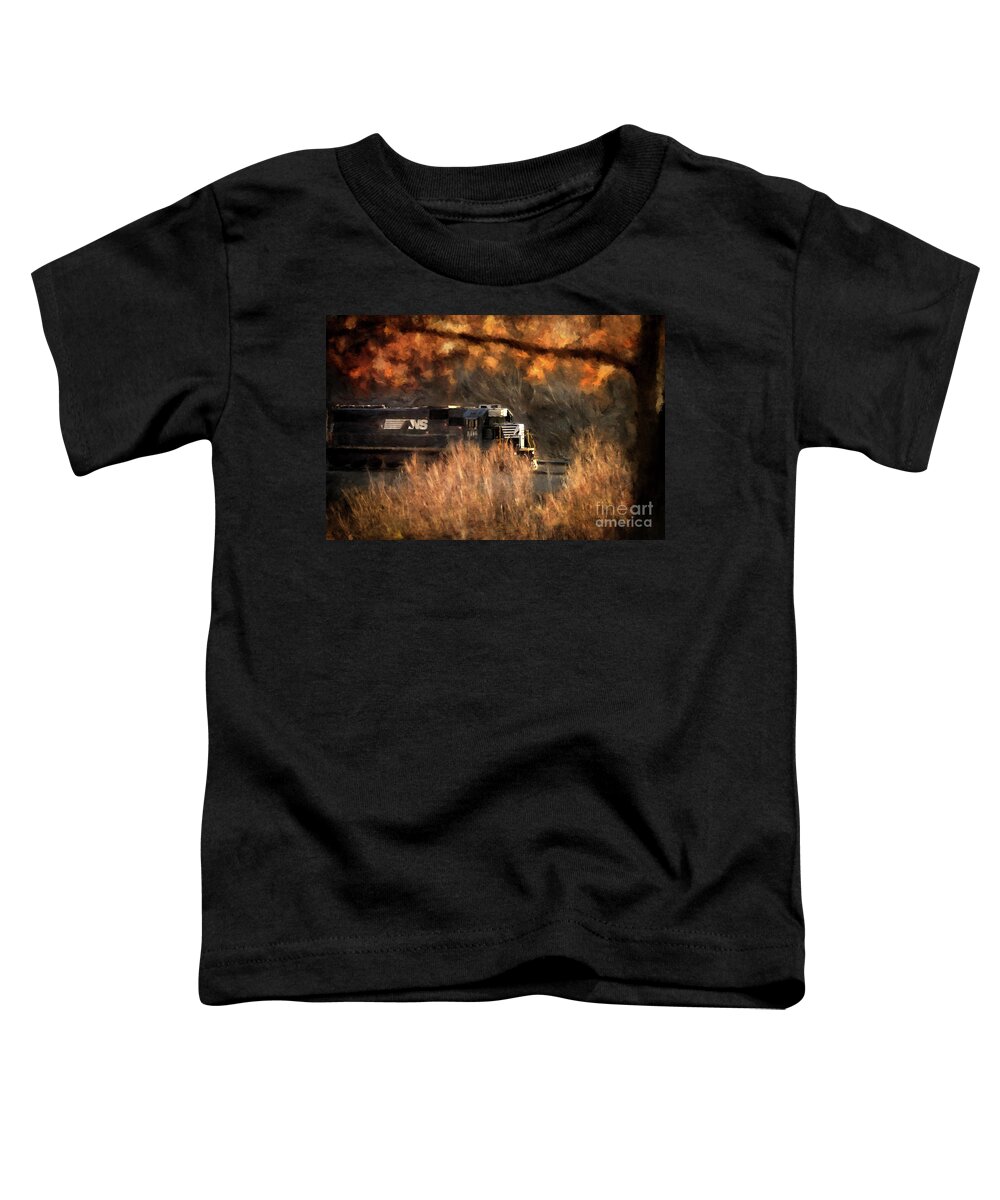 Train Toddler T-Shirt featuring the photograph Comin' Round The Mountain by Lois Bryan