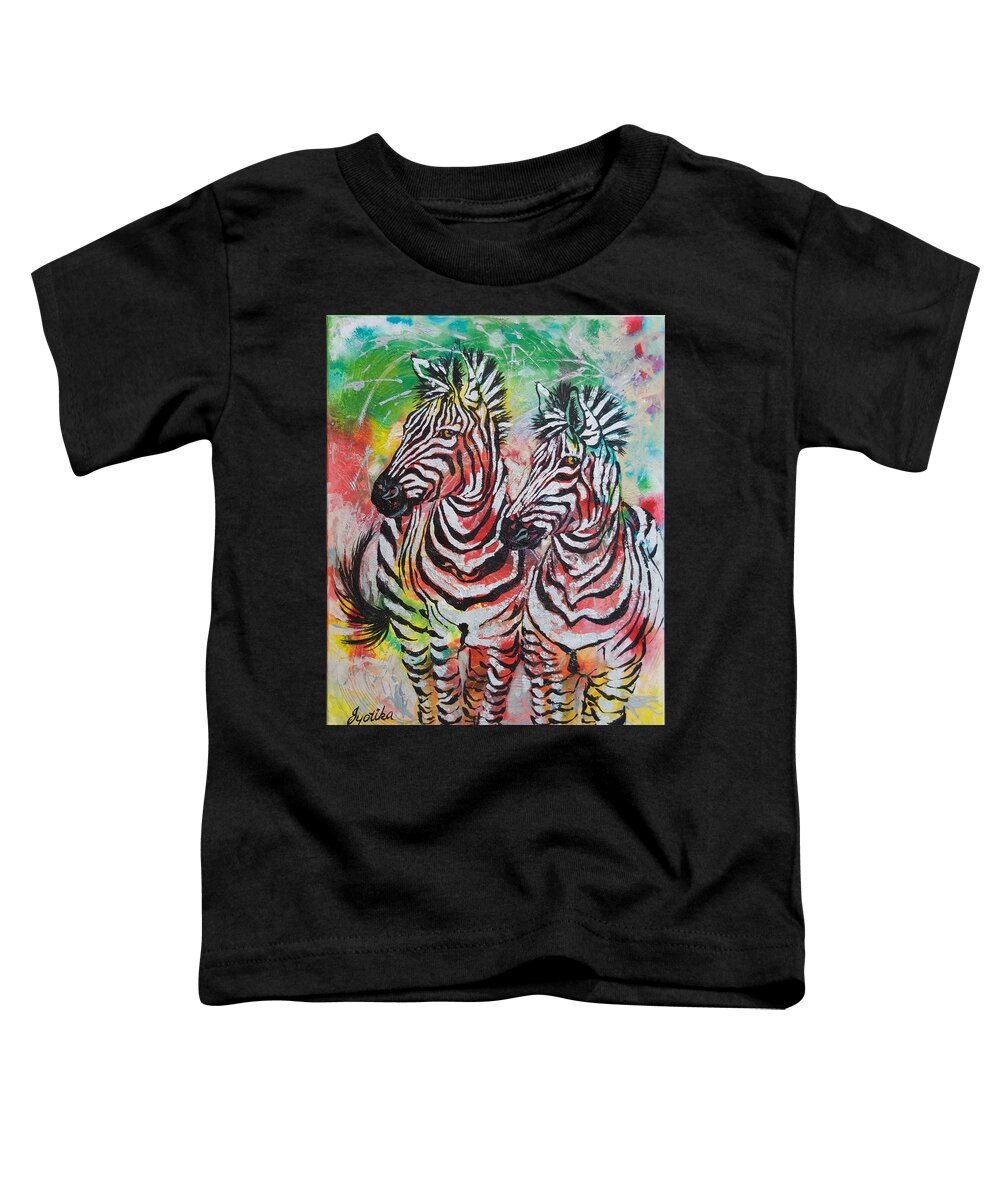 Zebras Toddler T-Shirt featuring the painting Companion by Jyotika Shroff