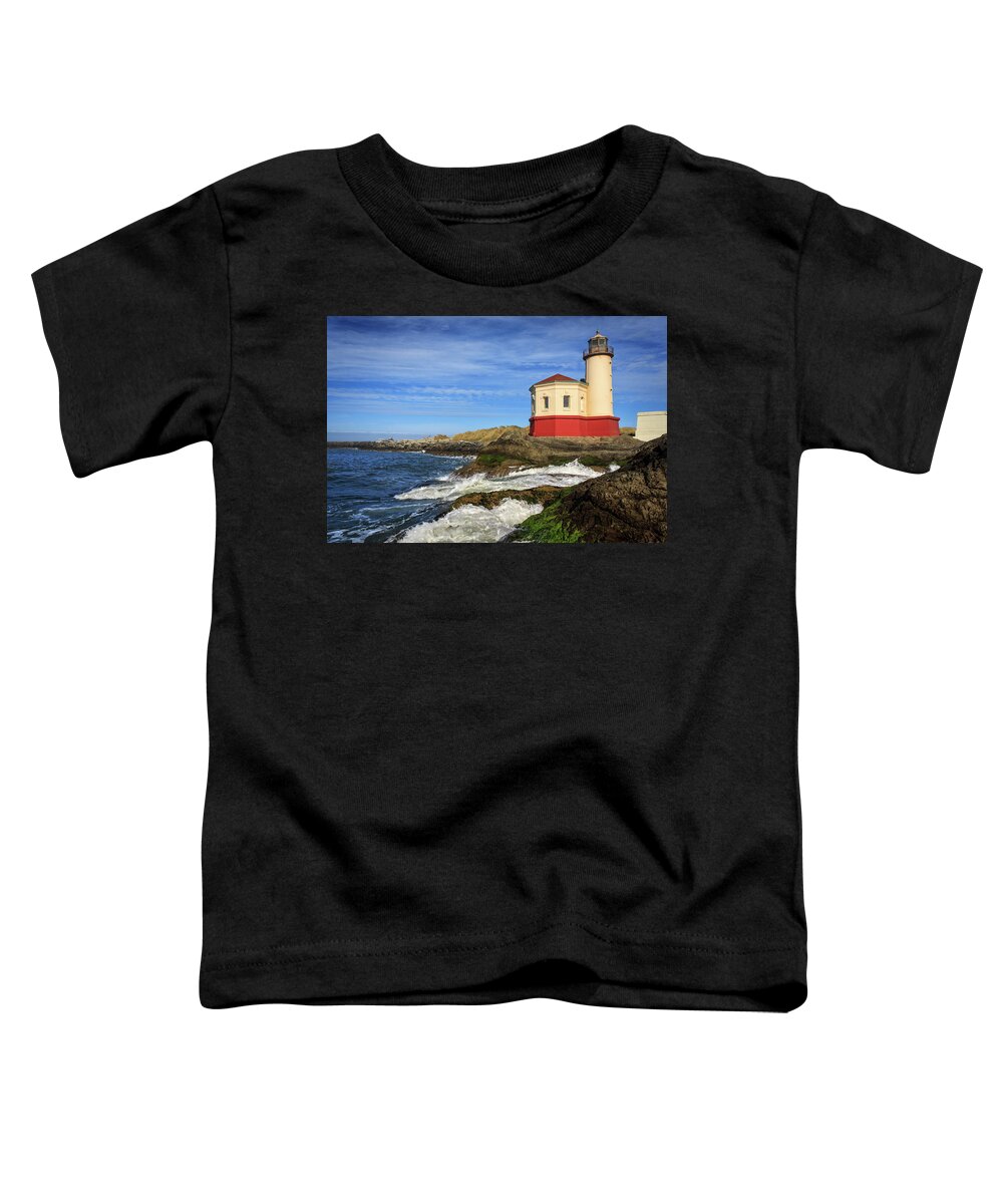 Coquille River Toddler T-Shirt featuring the photograph Coquille River Lighthouse At Bandon by James Eddy