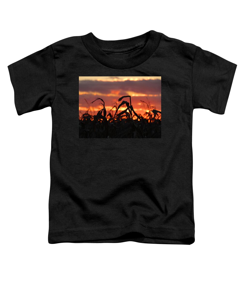 Cornstalk Toddler T-Shirt featuring the photograph Cornstalk Sunset Silhouette by David T Wilkinson