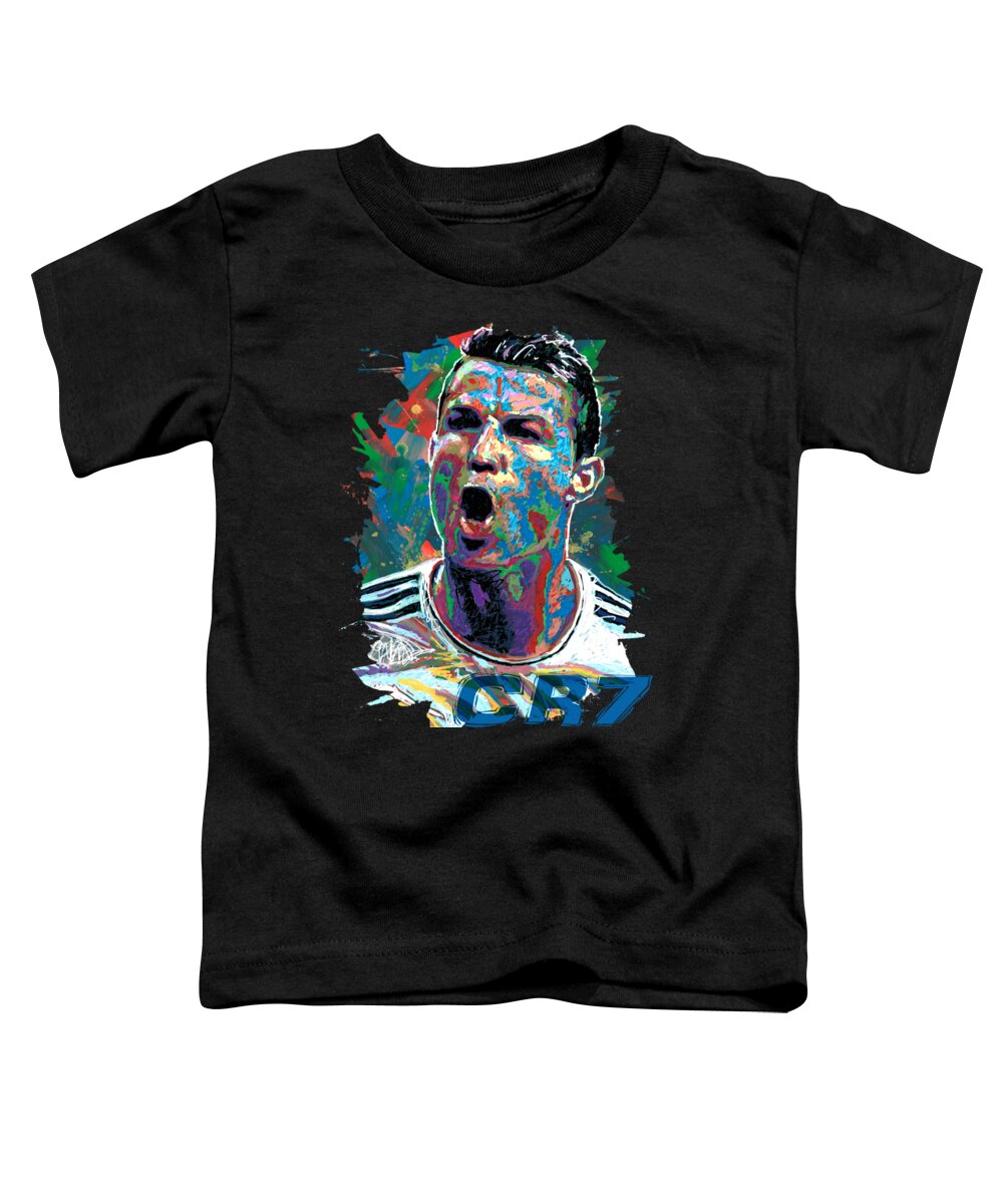 Cristiano Ronaldo Toddler T-Shirt featuring the painting CR7 by Maria Arango