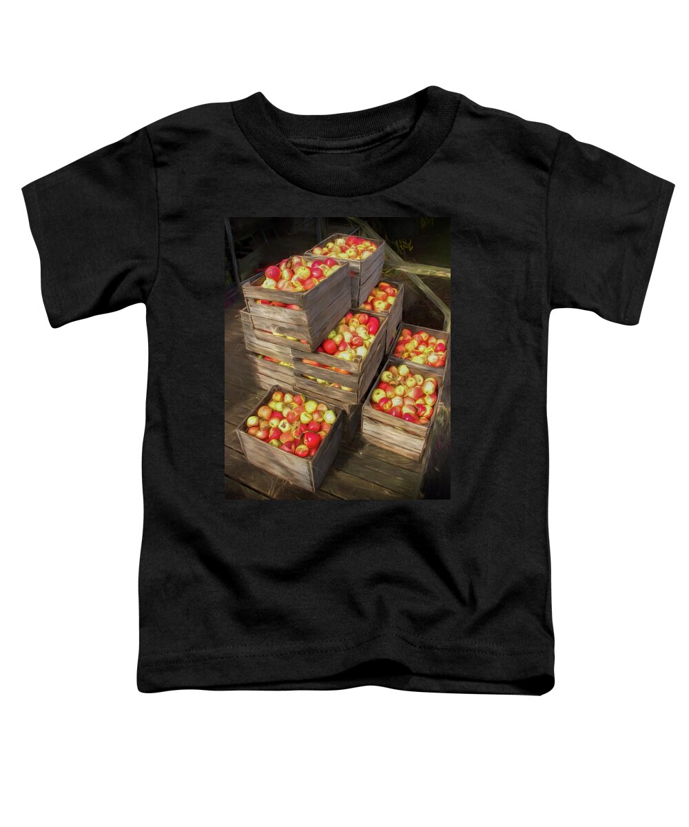 Art Toddler T-Shirt featuring the photograph Crated Apples waiting for the Cider Press Painterly Version by Randall Nyhof