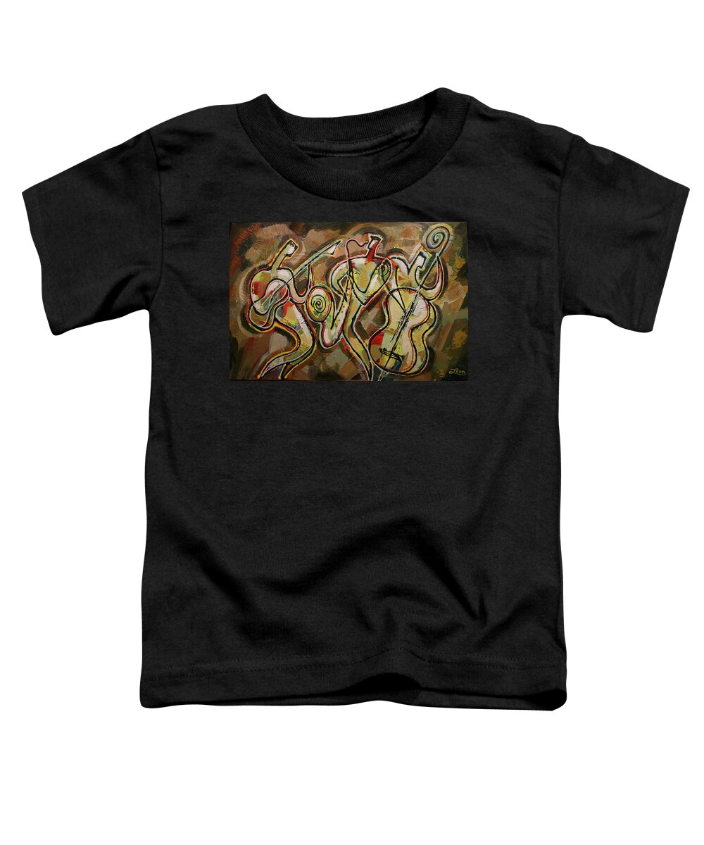 West Coast Jazz Toddler T-Shirt featuring the painting Cyber Jazz by Leon Zernitsky