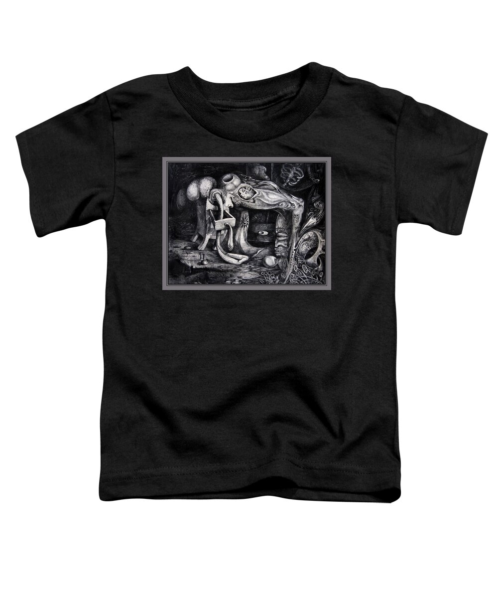 Drawing Toddler T-Shirt featuring the drawing Dark Surprise by Otto Rapp