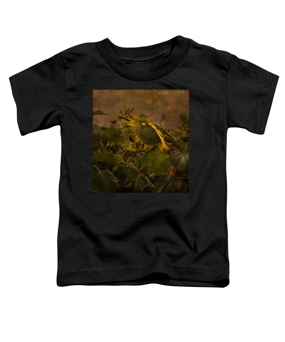 Sunflower Toddler T-Shirt featuring the photograph Dark Textured Sunflower by Arlene Carmel