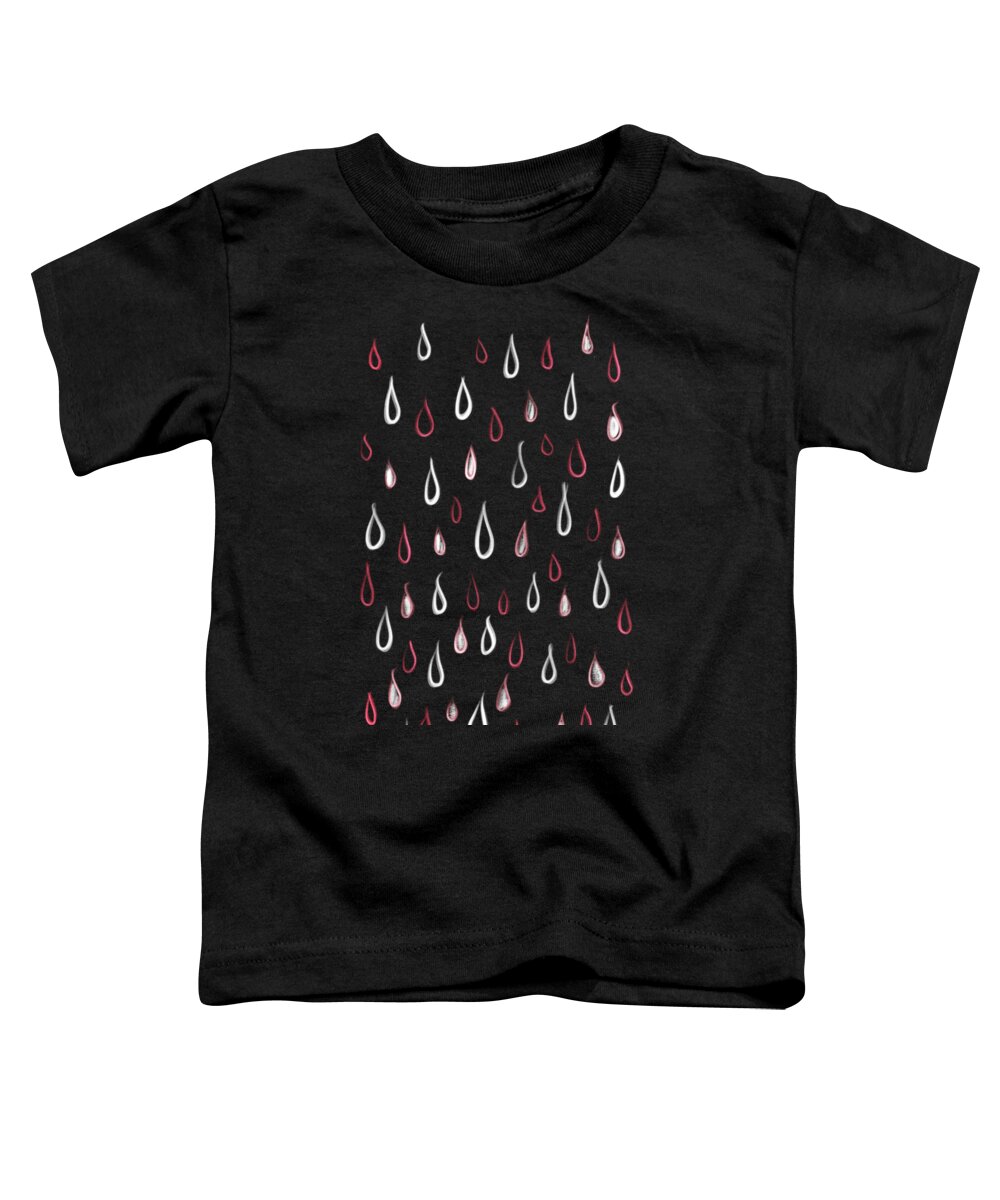 Rain Toddler T-Shirt featuring the digital art Dark White And Red Raindrops Pattern by Boriana Giormova