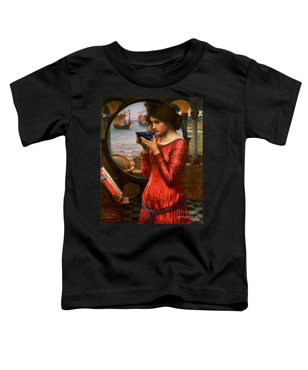 Boat; Globe; Poison; Blue Glass; Pre-raphaelite; Allegorical; Red Dress Toddler T-Shirt featuring the painting Destiny by John William Waterhouse