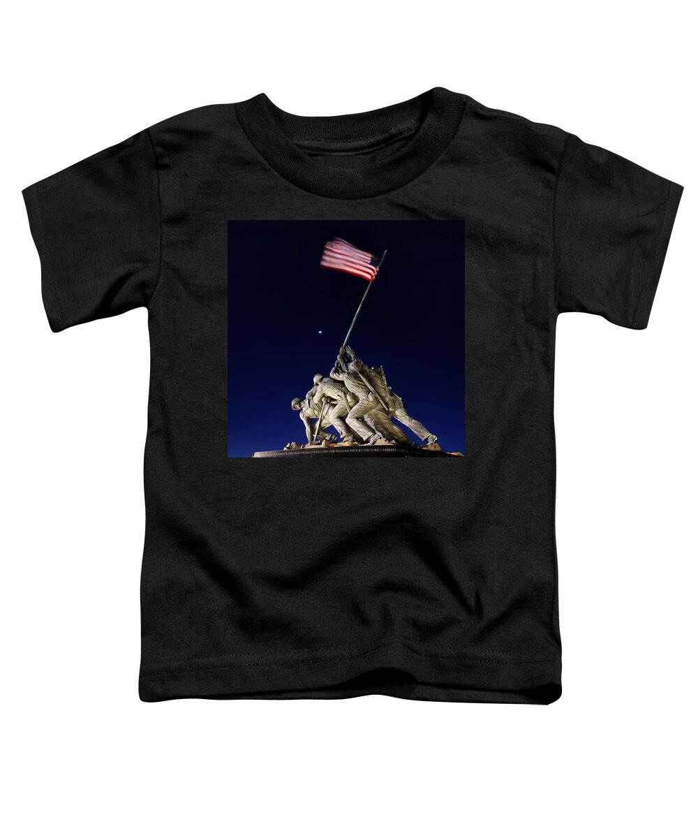 Metro Toddler T-Shirt featuring the photograph Digital Liquid - Iwo Jima Memorial at Dusk by Metro DC Photography