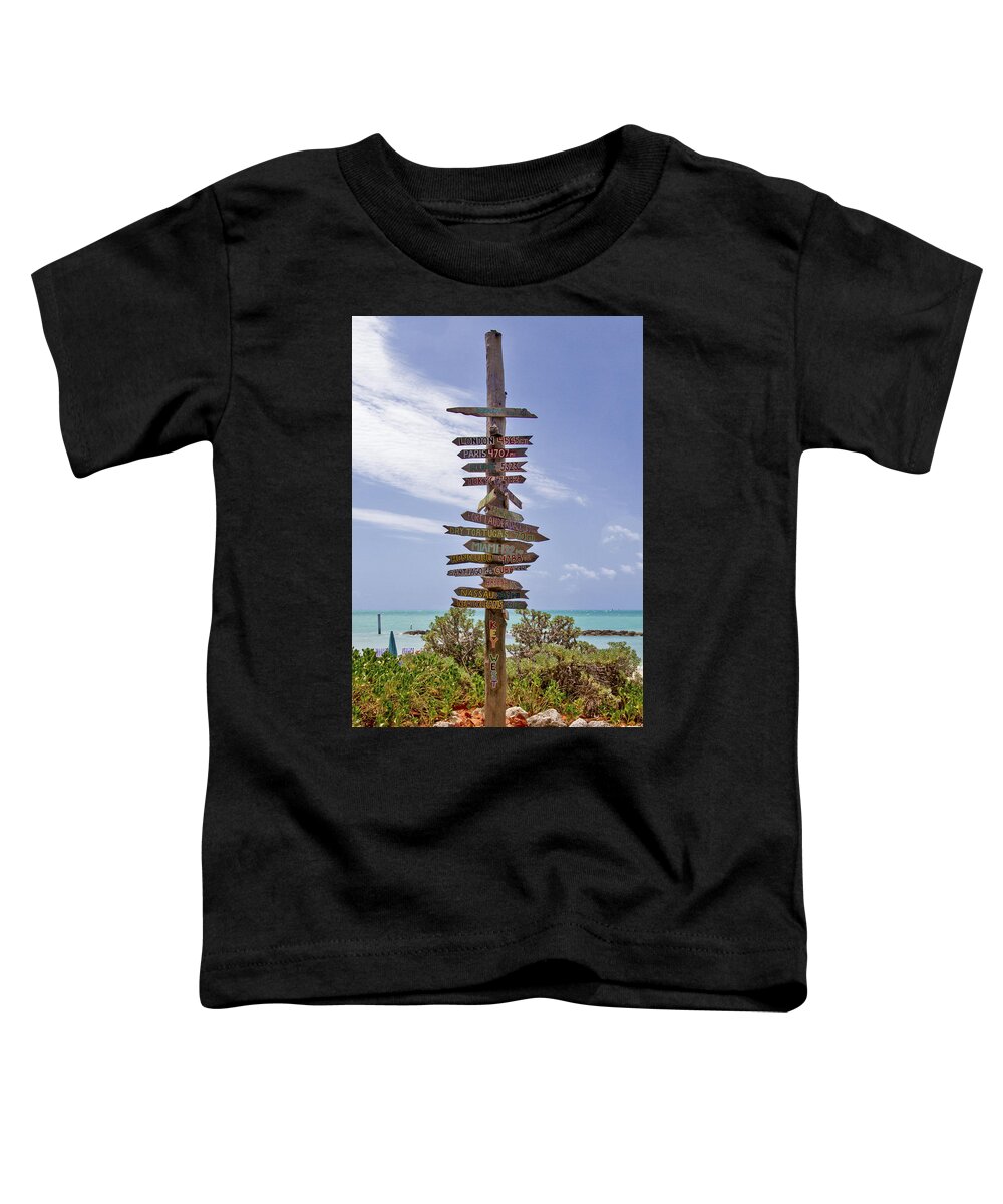 Signpost Toddler T-Shirt featuring the photograph Distance From Key West by Bob Slitzan