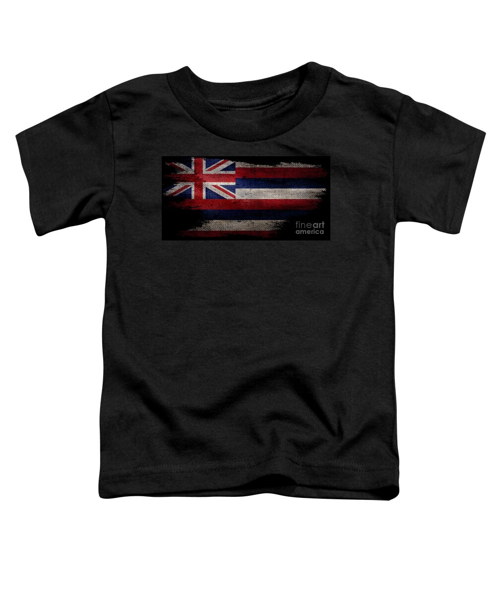 Hawaii Flag Toddler T-Shirt featuring the photograph Distressed Hawaii Flag on Black by Jon Neidert