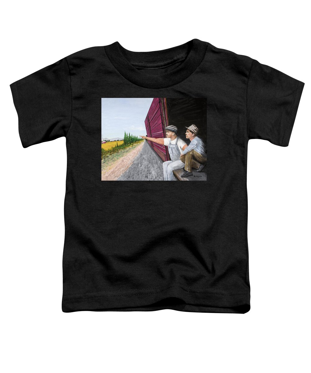 Steinbeck Toddler T-Shirt featuring the painting Do You Think They Have Rabbits by Kevin Daly