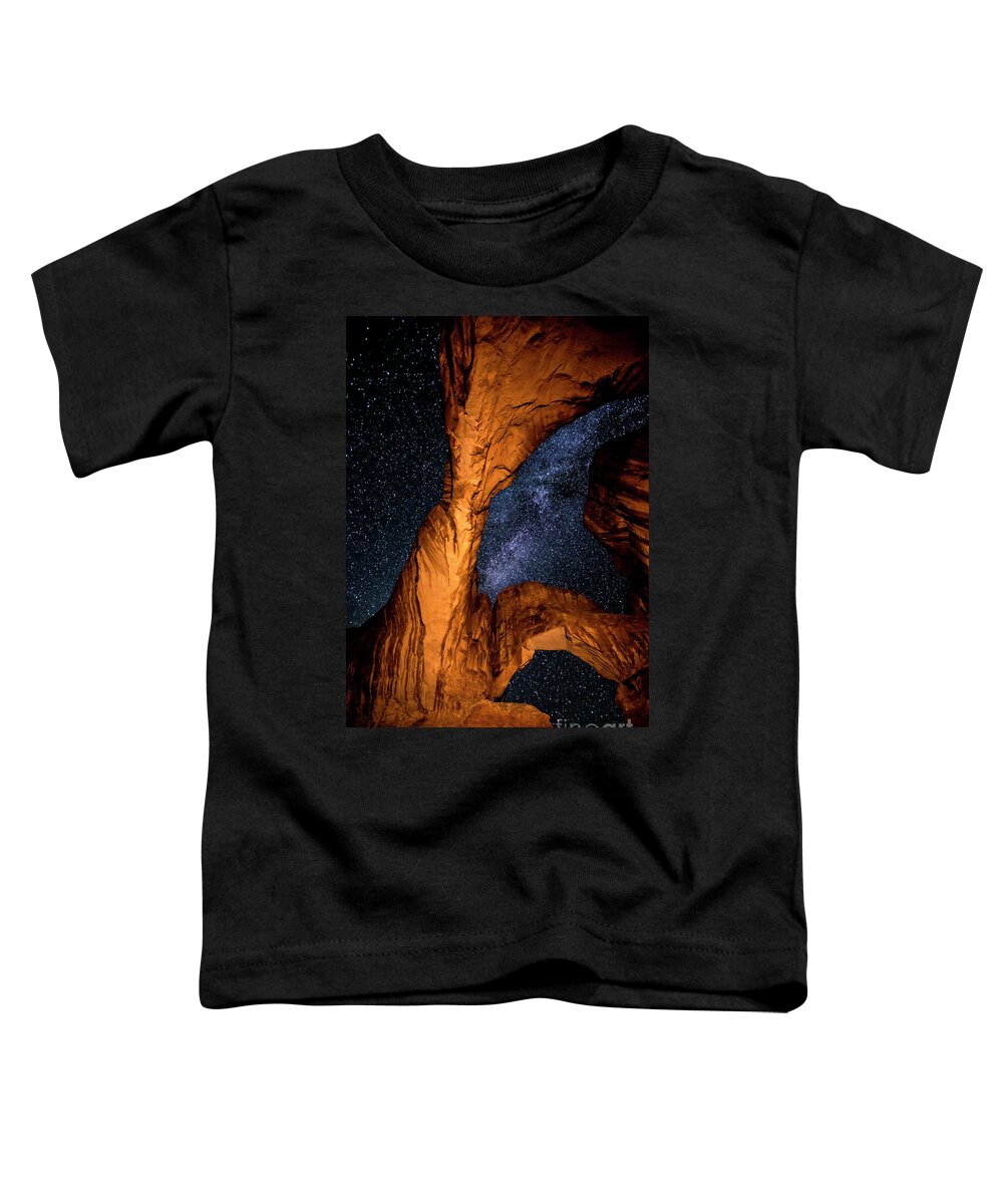 Utah Toddler T-Shirt featuring the photograph Double Arch and the Milky Way - Utah by Gary Whitton