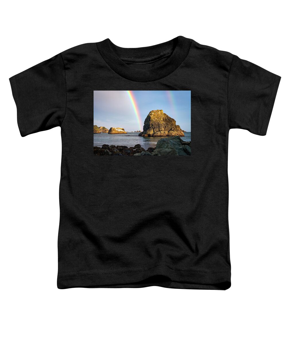 Oregon Toddler T-Shirt featuring the photograph Rainbows and Seastacks by Rick Pisio