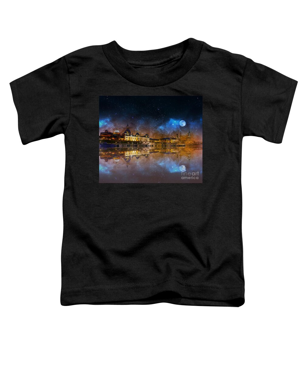 Dresden Toddler T-Shirt featuring the mixed media Dresden At Night by Ian Mitchell