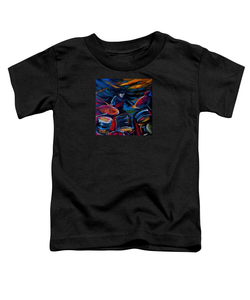 Drummer Toddler T-Shirt featuring the painting Drummer Craze by Jeanette Jarmon