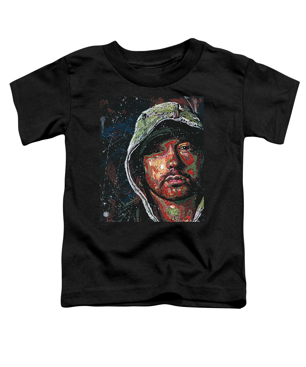 Eminem Toddler T-Shirt featuring the painting Eminem by Maria Arango