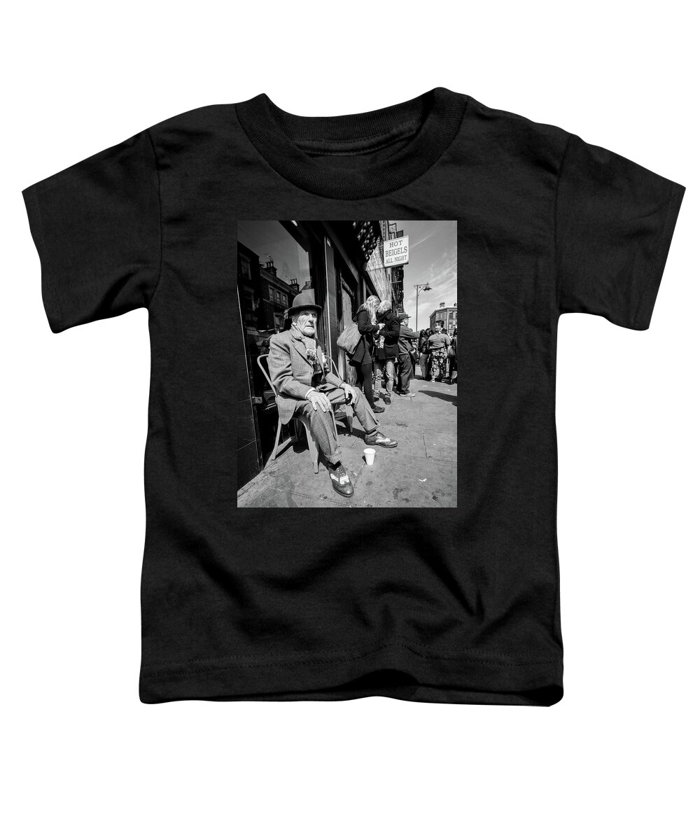 Old Man Toddler T-Shirt featuring the photograph English Senior Wearing Spats in Brick Lane London by John Williams