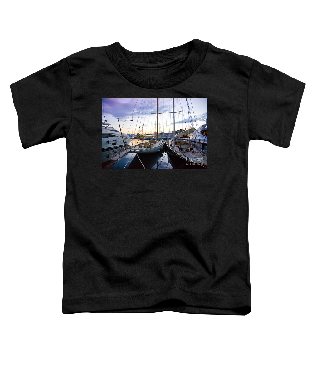 Harbor Toddler T-Shirt featuring the photograph Evening At Harbor by Ariadna De Raadt