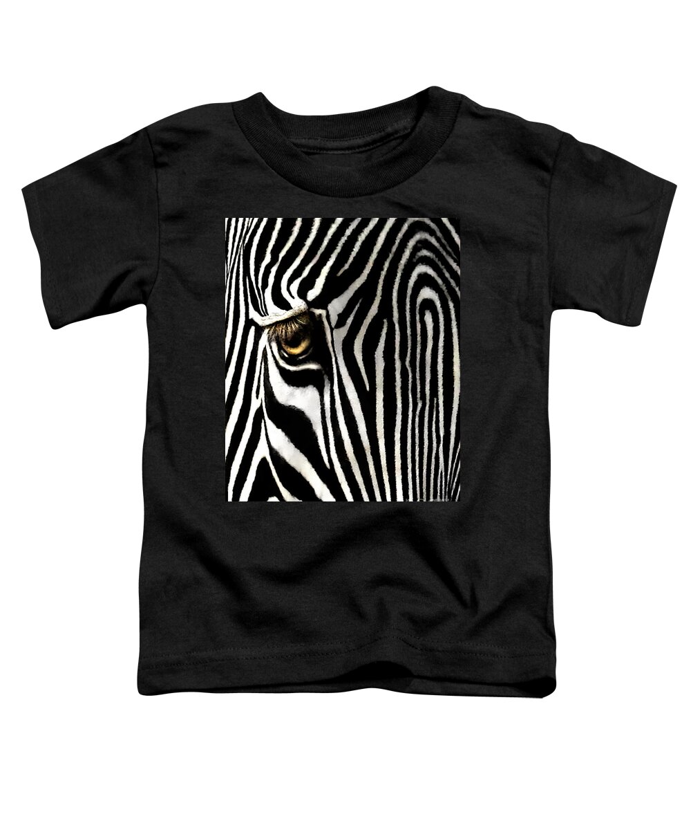 Zebra Toddler T-Shirt featuring the photograph Eye of a Zebra by Jennie Breeze
