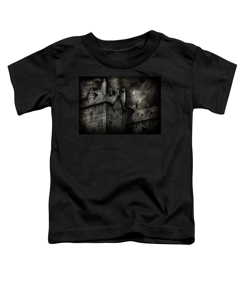 Halloween Toddler T-Shirt featuring the photograph Fantasy - Haunted - It was a dark and stormy night by Mike Savad