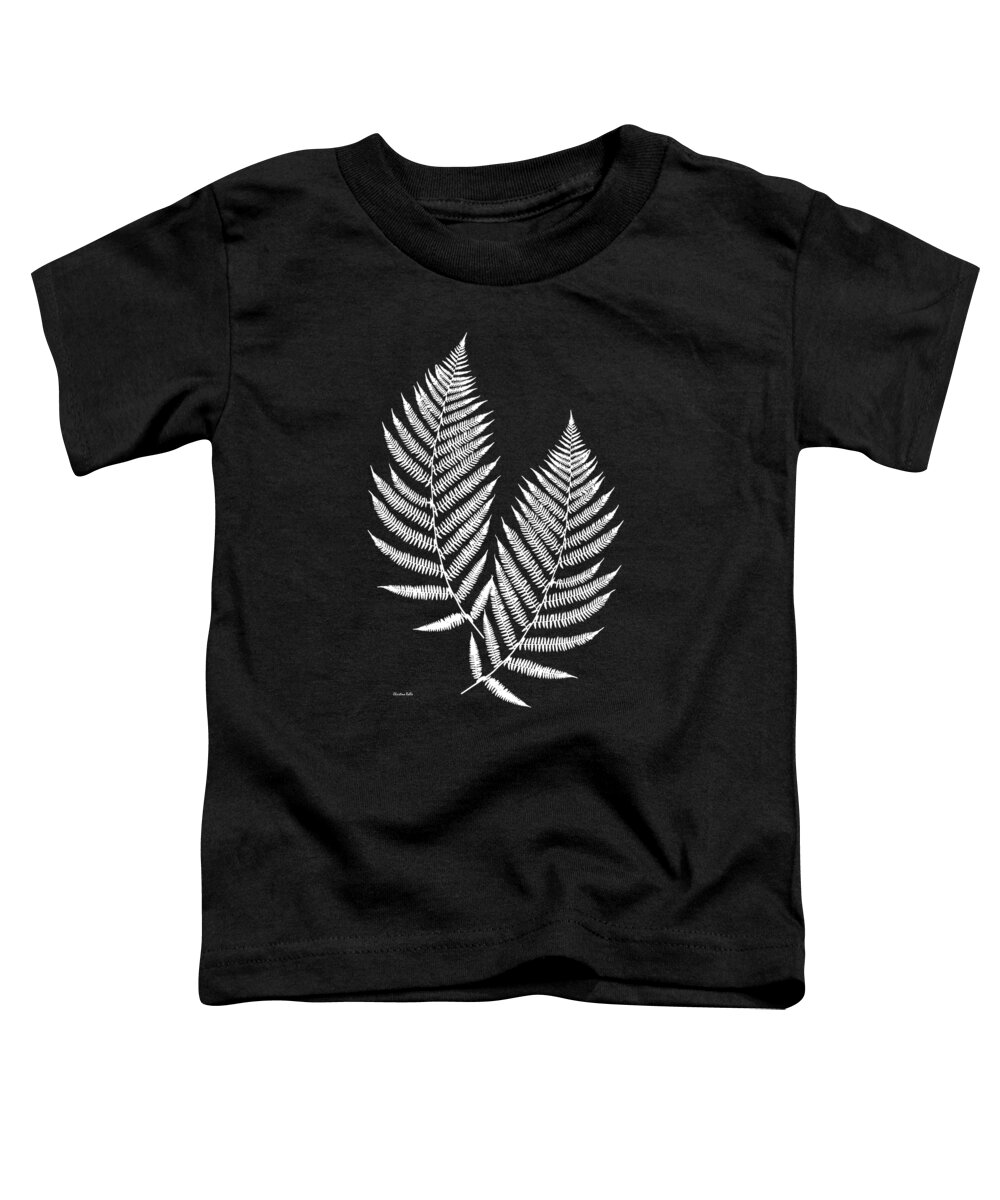 Fern Leaves Toddler T-Shirt featuring the mixed media Fern Pattern Black and White by Christina Rollo